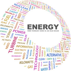 ENERGY. Word collage on white background.