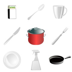  Set of kitchen utensils. Vector