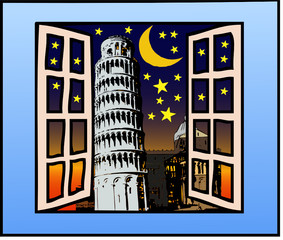 Wall Mural - Una finestra sulla Torre di Pisa