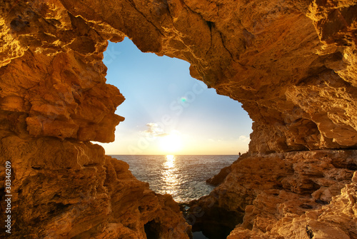 Sunset into grotto