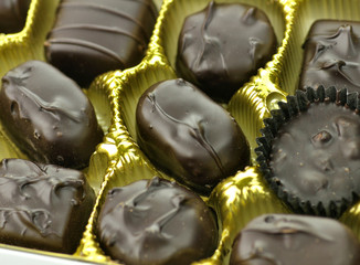 Sticker - chocolate candies assortment in a box, close up