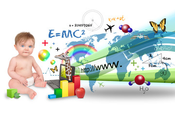 Young Baby Learning on Laptop Computer