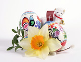 Fototapeta Storczyk - The Easter lamb with painted eggs