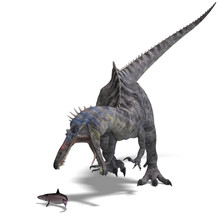 Dinosaur Suchominus. 3D Rendering With Clipping Path And Shadow