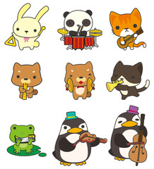 Sticker - cartoon animal play music icon