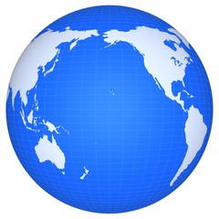 the globe of pacific ocean isolated on a white background.