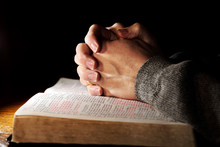 Praying Hands With Holy Bible