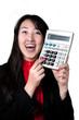 Asian woman with calculator