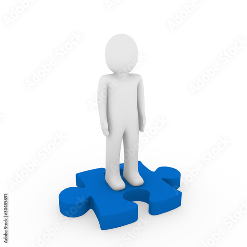 3d human puzzle blue