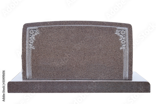 Fotografía Wide, blank tombstone isolated on white