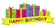Vector Colorful Gift Boxes & Birthday Banner. No Gradients.