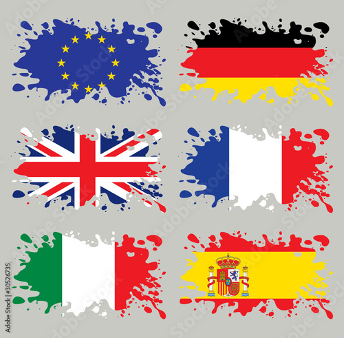 Tapeta ścienna Flagi rozpryskiwania ustawić europe. 