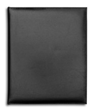 Black leather case notebook isolated on white background