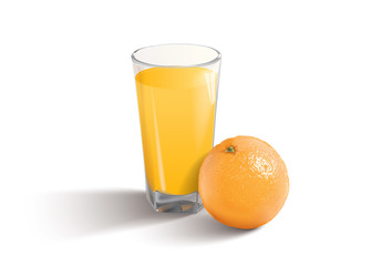 orange juice on the white background