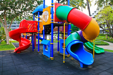 A Colorful Playground In A Park.