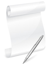 Scroll White Paper With Grey Pen