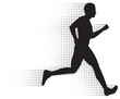 Vector Running Man Silhouette & Halftone Trail. No Gradients.