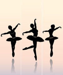 Wall Mural - Vector Illustration of  dancing  ballerinas