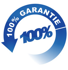Fototapete - 100 pour 100 garantie sur vignette fléchée bleue