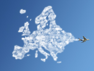 Wall Mural - Travel the world clouds concept: Europe