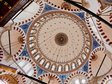 The Domed Interior Of The Rustem Pasha Mosque In Istanbul