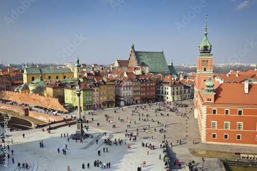 Board z aluminiowym obramowaniem Panorama starego miasta, warszawa, polska