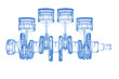 Cylinder crank (3D xray blue transparent on white)
