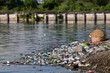Water pollution - garbage on river in Philippines