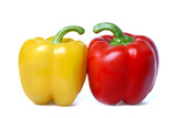 Fototapeta Kuchnia - Red and yellow sweet peppers isolated