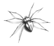 Spider - Silver Metallic. Black Widow. Isolated On White