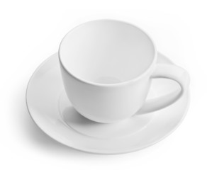 one white empty coffee cup on white background