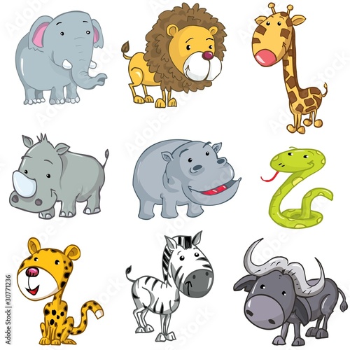 Naklejka ścienna Set of cute cartoon animals