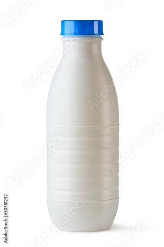 Valokuva Plastic bottle with blue lid for dairy foods
