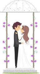 Wall Mural - Newlyweds in a Gazebo