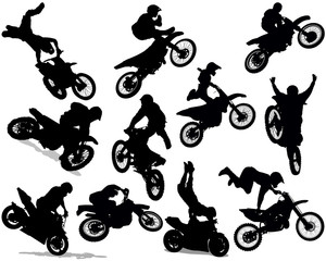 Wall Mural - Motorcycle stunt set 01