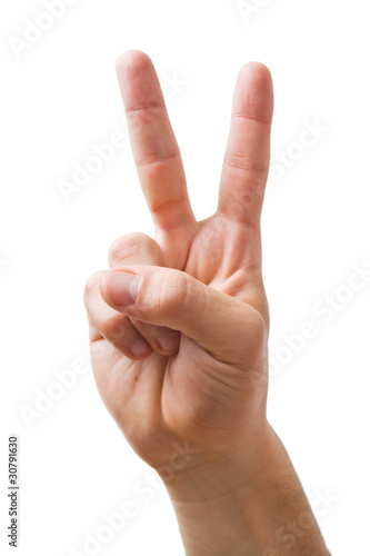 Naklejka na szybę Hand showing the V sign