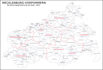  Mecklenburg-Vorpommern Verwaltungsgliederung ab Sept. 2011