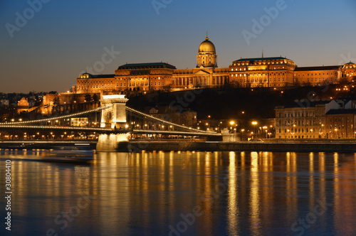 Obraz na płótnie canvas czteroczęściowy "tetraptyk" Budapeszt nocą.