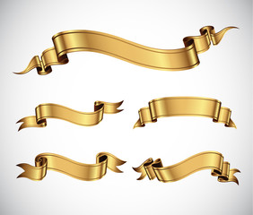set of golden vector ribbons for your text