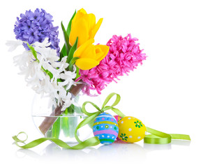 Wall Mural - easter eggs with flowers