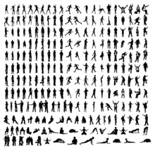 Many Very Detailed Silhouettes Including Business, Dancers, Yoga