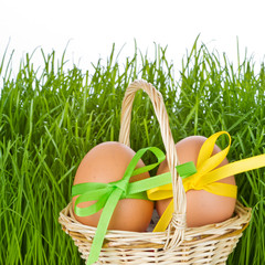 Canvas Print - basket with easter eggs