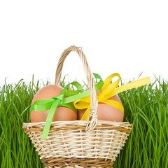 Canvas Print - basket with easter eggs