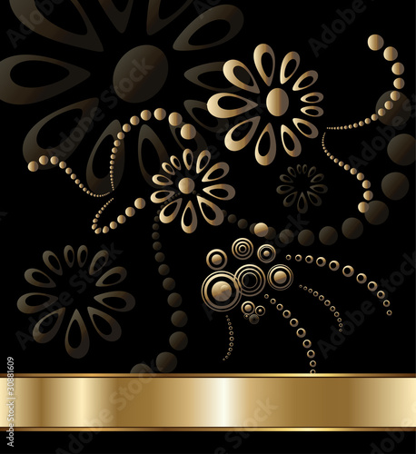 Abstract background gold on black..
