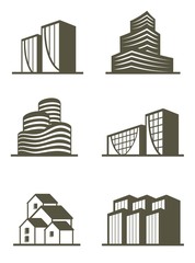 An illustration of real estate building icons