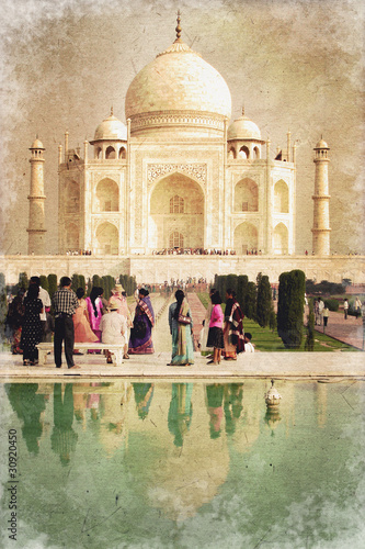 Photo Taj Mahal, style photo ancienne