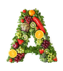 Fruit and vegetable alphabet - letter A