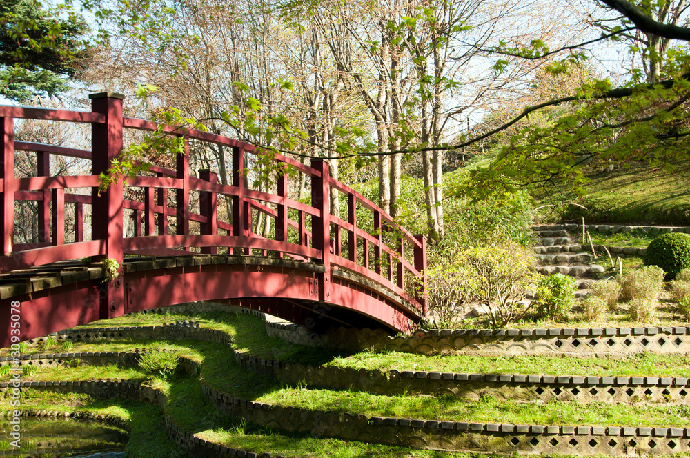 ARTTOR Moderne Impression sur Toile Pont Japon Cerise