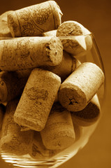 Canvas Print - Wine corks in glass