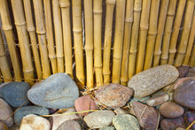 Bamboo Wall And Stones